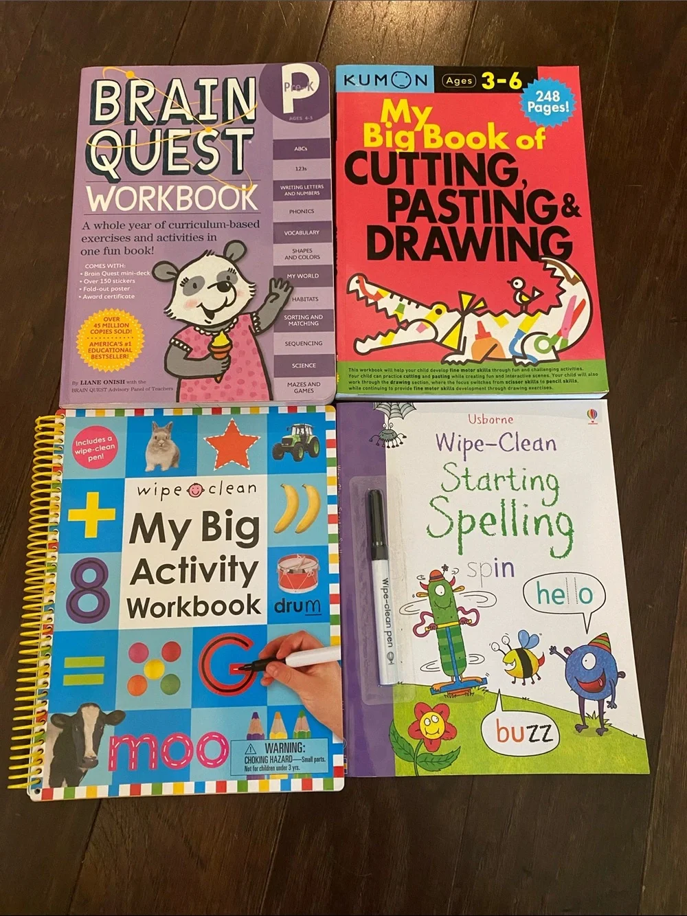Pre-K or K bundle! Two Wipe-Clean books, a workbook and arts/crafts book.